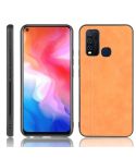 For Vivo Y50 Shockproof Sewing Cow Pattern Skin PC + PU + TPU Case(Orange)