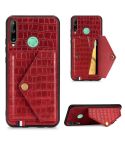 For Huawei Y7P/P40 Lite E Crocodile Pattern Envelope Card Package Phone Case With Magnet And Bracket Function(Red)