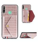 For Huawei Y7P/P40 Lite E Crocodile Pattern Envelope Card Package Phone Case With Magnet And Bracket Function(Rose Gold)