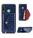 For Huawei Y7P/P40 Lite E Crocodile Pattern Envelope Card Package Phone Case With Magnet And Bracket Function(Blue)