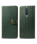 For OnePlus 8 Retro Solid Color Leather Buckle Phone Case with Lanyard & Photo Frame & Card Slot & Wallet & Stand Function(Green)