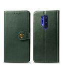 For OnePlus 8 Pro Retro Solid Color Leather Buckle Phone Case with Lanyard & Photo Frame & Card Slot & Wallet & Stand Function(Green)