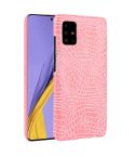 For Galaxy M51 (Side Fingerprint) Shockproof Crocodile Texture PC + PU Case(Pink)