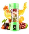 USB Rechargeable Electric Automatic Vegetable Fruit Citrus Orange Juice Maker Cup Mixer Bottle (380ML)(6 Blades Green)