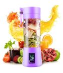 USB Rechargeable Electric Automatic Vegetable Fruit Citrus Orange Juice Maker Cup Mixer Bottle (380ML)(4 Blades Purple)
