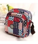 Women Shoulder Bag Waterproof Nylon Handbag Multilayer Crossbody Bag(lattice dot)
