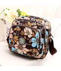 Women Shoulder Bag Waterproof Nylon Handbag Multilayer Crossbody Bag(Blue flower)