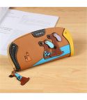 Cute Stitching Puppy Zipper Wallet Long Clutch Bag Ladies Wallet(Coffee)