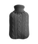 Hot Water Bottle Solid Color Knitting Cover (Without Hot Water Bottle) Water-filled Hot Water Soft Knitting Bottle Velvet Bag(Deep grey)