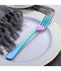 Cake Fruit Fork Dinner Salad Tableware Stainless Steel Fork(Colorful)