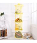 Foldable and Ventilated Four Box Toy Storage and Drying Basket(Yellow)
