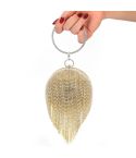 Diamond Tassel Women Party Metal Crystal Clutches Evening Bags Wedding Bag Bridal Shoulder Handbag(Gold Crystal Bag)
