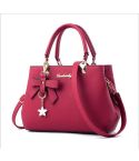 Women Luxury Tote Plum Blossom Bow Sweet Messenger Bag(Wine Red)