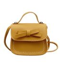 Bowknot PU Leather Mini Baby Girls Casual Messenger Bag Coin Purse Children Small Clutch Bags Simple Shoulder Bag(Yellow)