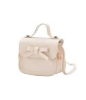 Bowknot PU Leather Mini Baby Girls Casual Messenger Bag Coin Purse Children Small Clutch Bags Simple Shoulder Bag(Beige)
