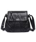 Women Messenger Bags Soft Washed PU Leather Bag Fashion Female Purses and Handbag 25cmX3cmX22cm(Black)