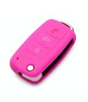 2 PCS Silicone Car Key Cover Case for Volkswagen Golf(Pink)