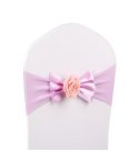 Wedding Chair Cover Sash Satin Fabric Bow Tie Ribbon Band Decoration Hotel Wedding Party Ceremony Banquet Supplies(Violet)