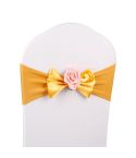 Wedding Chair Cover Sash Satin Fabric Bow Tie Ribbon Band Decoration Hotel Wedding Party Ceremony Banquet Supplies(Tyrant Gold)