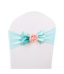 Wedding Chair Cover Sash Satin Fabric Bow Tie Ribbon Band Decoration Hotel Wedding Party Ceremony Banquet Supplies(Blue)