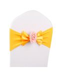 Wedding Chair Cover Sash Satin Fabric Bow Tie Ribbon Band Decoration Hotel Wedding Party Ceremony Banquet Supplies(Golden)