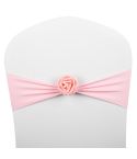 Chair Sashes Bows Decor Elastic Spandex Chair Sash with Pink Flower Stretch Chair Band Wedding Decoration(Pink)