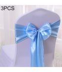 3 PCS Satin Fabric Chair Bows Wedding Chairs Knot Decoration(Blue)