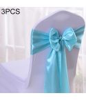3 PCS Satin Fabric Chair Bows Wedding Chairs Knot Decoration(Blue)