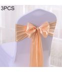 3 PCS Satin Fabric Chair Bows Wedding Chairs Knot Decoration(Champagne)