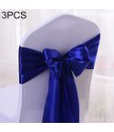 3 PCS Satin Fabric Chair Bows Wedding Chairs Knot Decoration(Royal blue)
