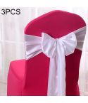 3 PCS Satin Fabric Chair Bows Wedding Chairs Knot Decoration(White)