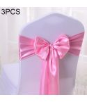 3 PCS Satin Fabric Chair Bows Wedding Chairs Knot Decoration(Pink)