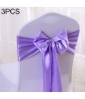 3 PCS Satin Fabric Chair Bows Wedding Chairs Knot Decoration(Light purple)