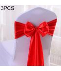 3 PCS Satin Fabric Chair Bows Wedding Chairs Knot Decoration(Red)