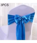 3 PCS Satin Fabric Chair Bows Wedding Chairs Knot Decoration(Lake Blue)