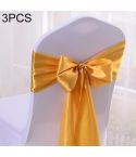 3 PCS Satin Fabric Chair Bows Wedding Chairs Knot Decoration(Gold)