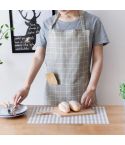 Nordic Style Cotton Linen Printing Apron(Grey Grid)