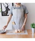 Nordic Style Cotton Linen Printing Apron(White Grid)