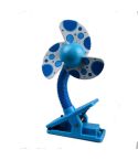 Baby Crib Stroller Fan Mini Portable Clip USBCharging Dormitory Office Small Electric Fan(Blue)