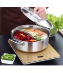 Stainless Steel Extra Thick Hot Pot Thickened Bottom Grid Pot(Diameter : 30cm)