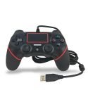 For PS4 Handle Wired Handle Cable Game Controller( Black Red)