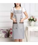 Home Adult Sleeveless Waterproof Grid Anti-oil Aprons with Double Pocket(Coffee Color)