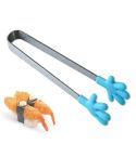 Silicone Stainless Steel Cooking Kitchen Ice Tong Food BBQ Salad Hand Clip(Blue)