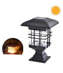 Solar Pillar Light Outdoor Waterproof Decorative Garden Lawn Wall Lamp(Warm White Light)