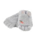 Children Half Finger Gloves Knitted Cold Warm Plus Velvet Fingerless Gloves(Light Gray)