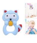 Baby Raccoon Tooth Gel Molar Stick Silicone Baby Bite Toy Hand Rattle Toy(Blue)