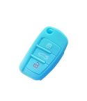 2 PCS Car Key Cover Silicone Flip Key Remote Holder Case Cover for Audi Q3 A3 A1(Blue)
