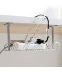 Cable Wire Rack Table Bottom Hanging Basket Shelf Organizing Plug-in Cable Board Storage Rack(Light Grey)