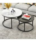 Two-in-one Coffee Table Wrought Iron Table Simple Modern Combination Small Round Table(White Texture + Black Texture)