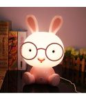 Fashion Cute Cartoon Rabbit LED 3-modes Dimming Touch Control Bedside Lamp, US Plug(Pink)
